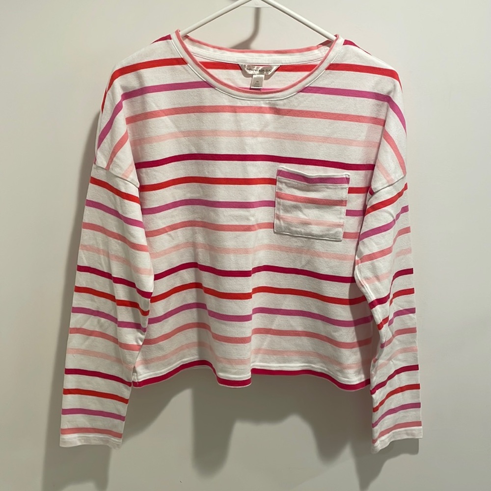 🦋2/$20🦋 Banana Republic cropped drop shoulder long sleeve boat neck T-shirt